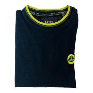 Lotus Black w/ Yellow & Green Wingtip/Collar Short Sleeve T-Shirt Mens‎ Size S